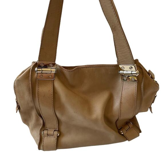 Jimmy Choo Parker Shoulder Bag Calfskin Leather Made in Italy Tan Neutral GUC - Picture 9 of 16